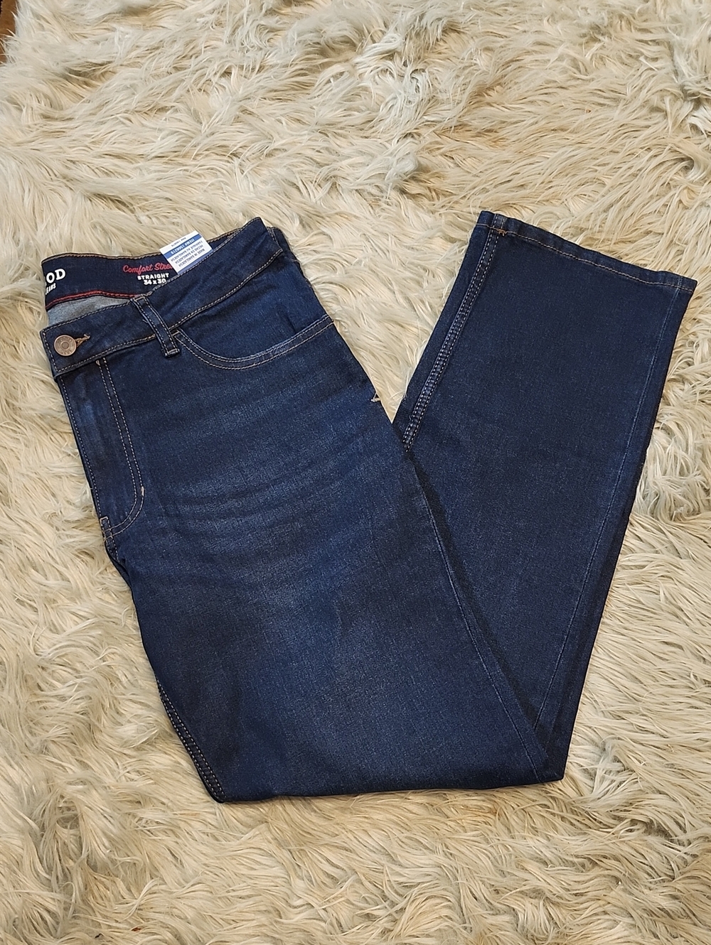 Izod Men's Dark Blue Classic Straight Leg Jeans- 34" x 30"